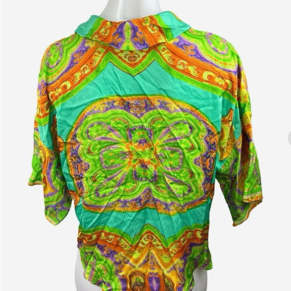 Zara satin vibrant lapel color front tie blouse size small - Picture 2 of 10